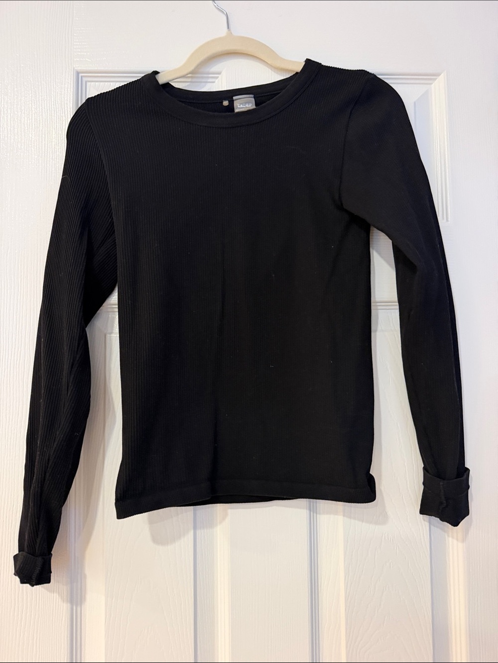 Sunday Best Black Ribbed Long-Sleeve Stretch Tee